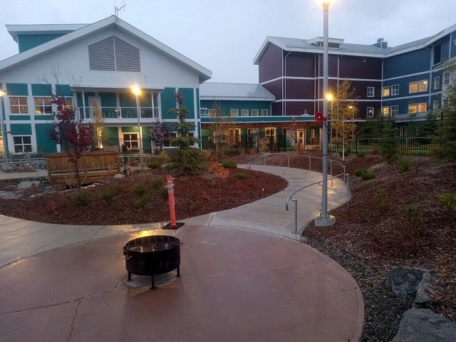 firepit, northern planting, boulders